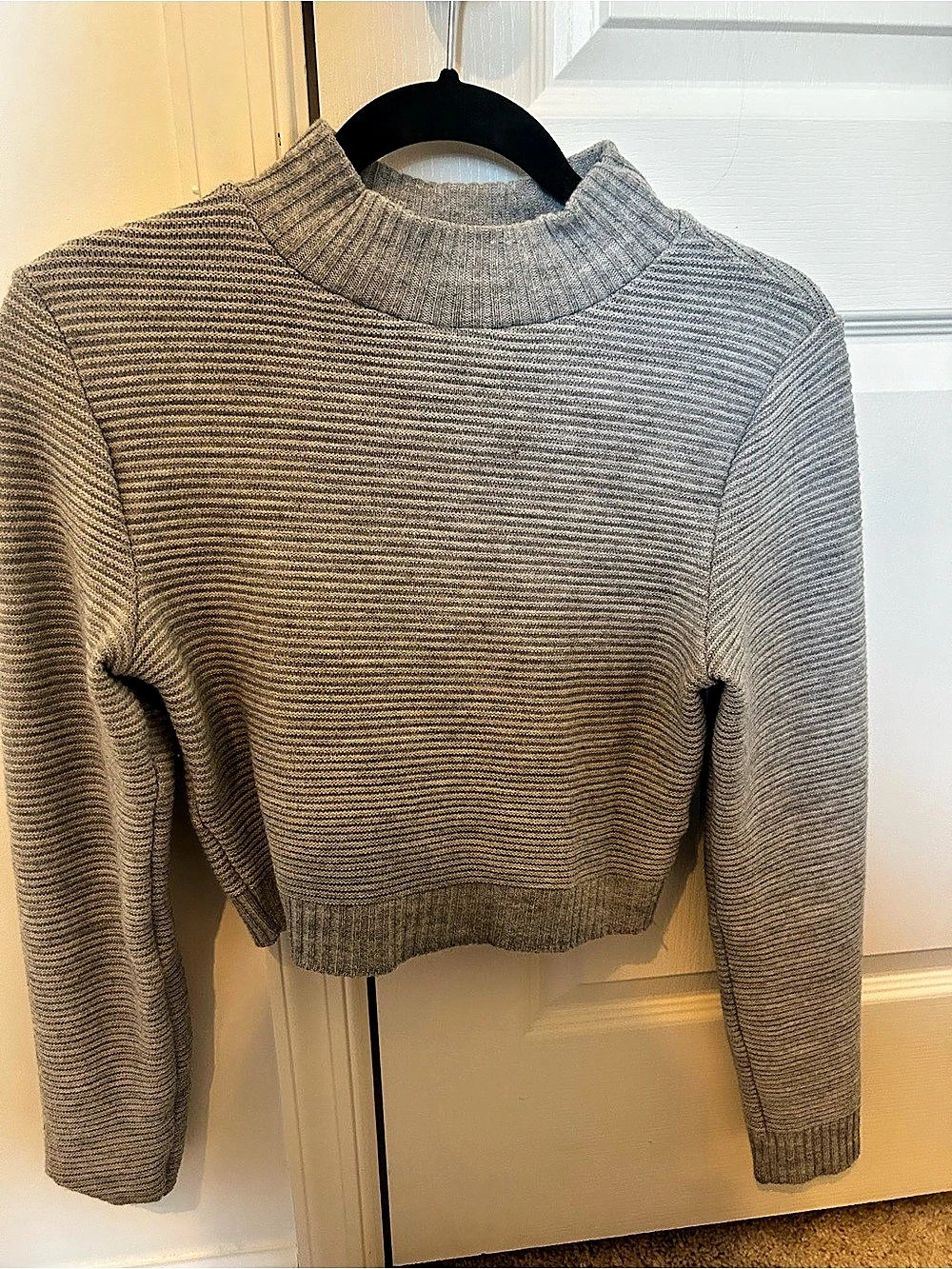 Missguided Ribbed Mock Neck Sweater Gray Size Medium